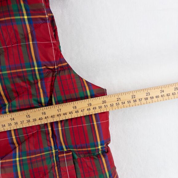 Lands End Women's Down Feather Puffer Vest Red Plaid Womens MP - Picture 5 of 8